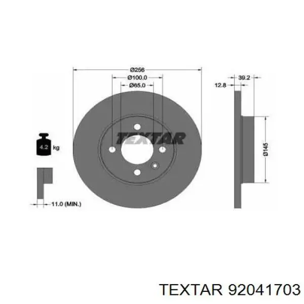 92041703 Textar freno de disco delantero