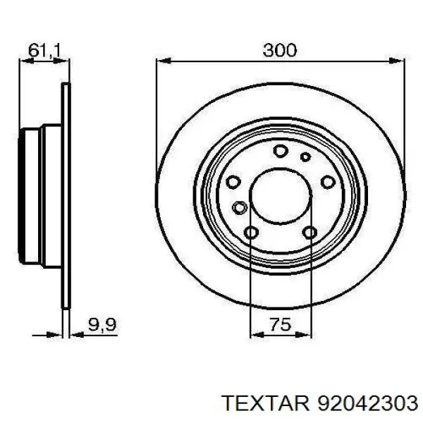 92042303 Textar disco de freno trasero