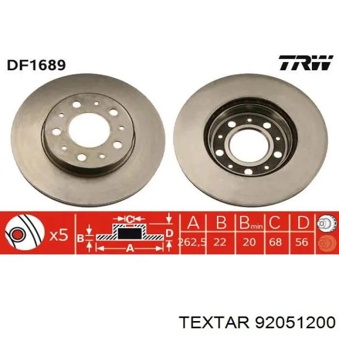 92051200 Textar freno de disco delantero