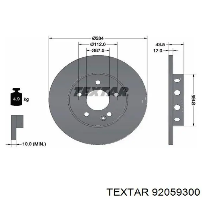 92059300 Textar freno de disco delantero