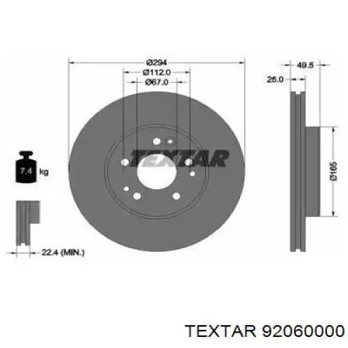 92060000 Textar freno de disco delantero