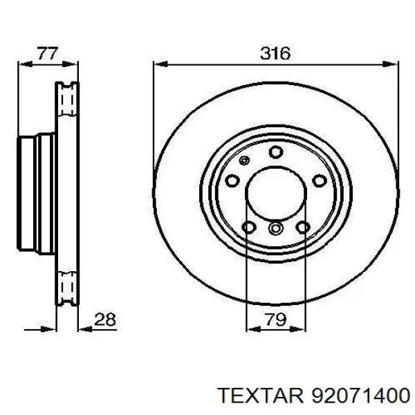 92071400 Textar freno de disco delantero