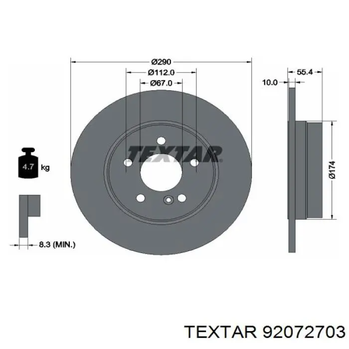 92072703 Textar disco de freno trasero