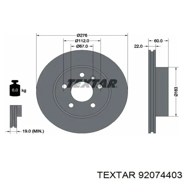 92074403 Textar freno de disco delantero