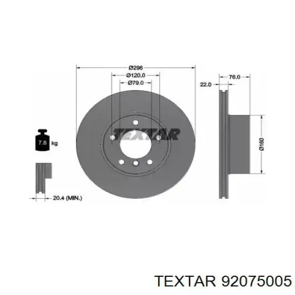 92075005 Textar freno de disco delantero