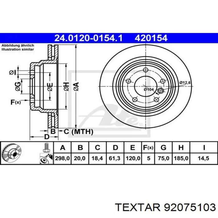 92075103 Textar disco de freno trasero