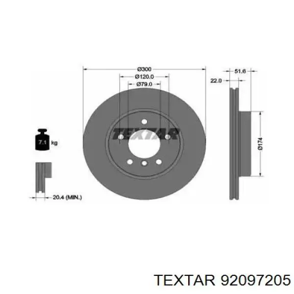 92097205 Textar freno de disco delantero