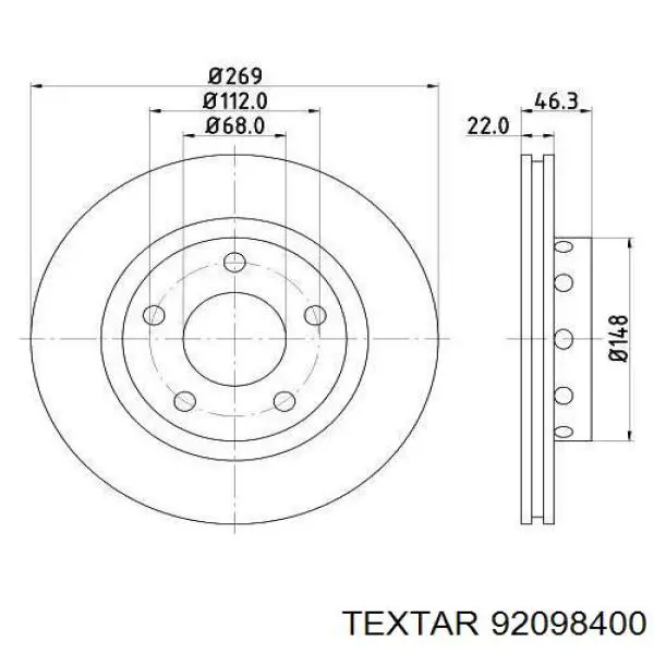 92098400 Textar disco de freno trasero