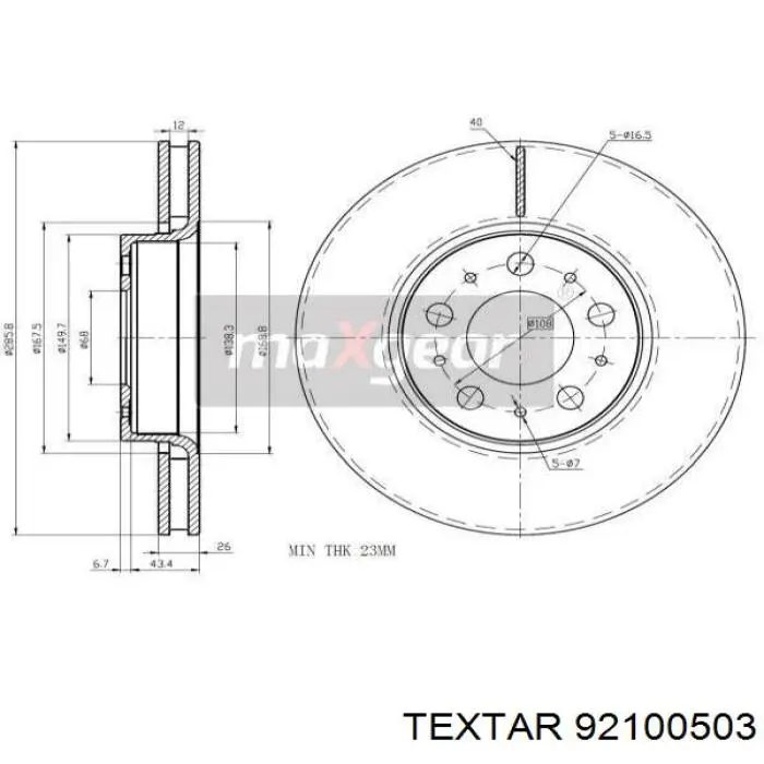 92100503 Textar freno de disco delantero