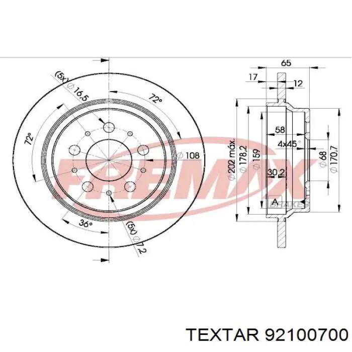 92100700 Textar disco de freno trasero