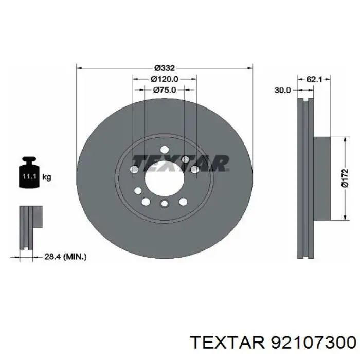 92107300 Textar freno de disco delantero