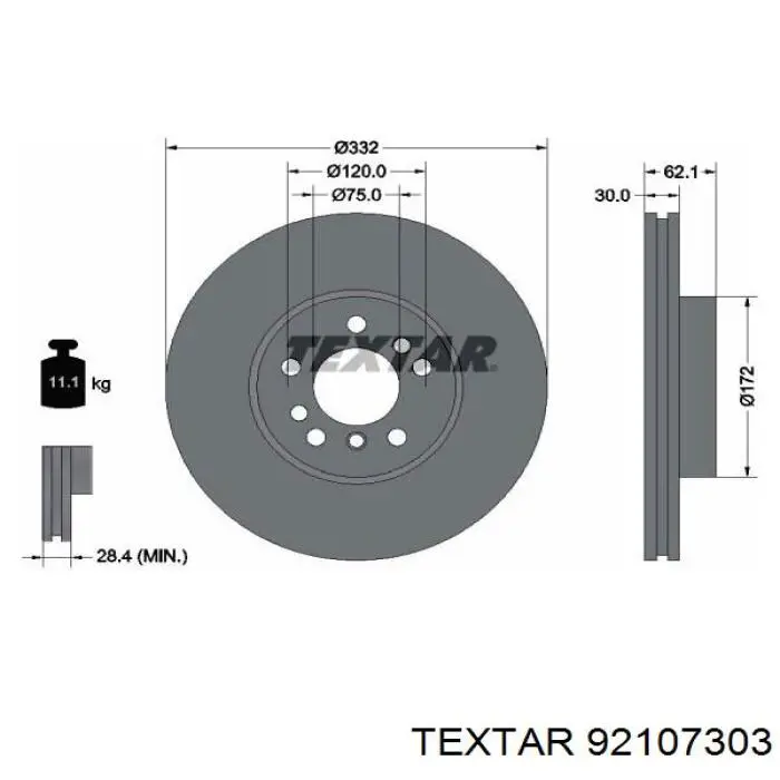 92107303 Textar freno de disco delantero