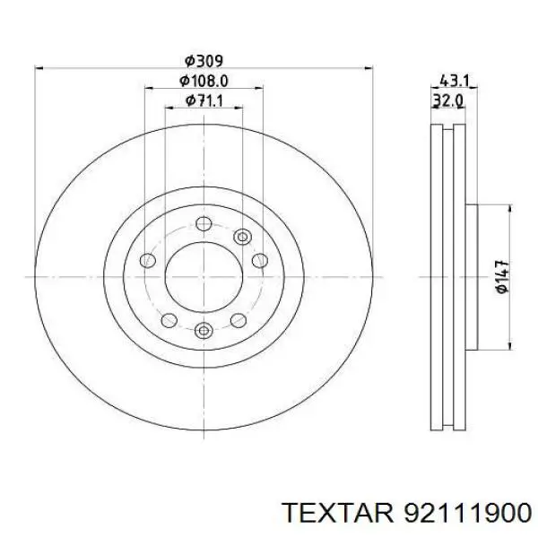 92111900 Textar freno de disco delantero