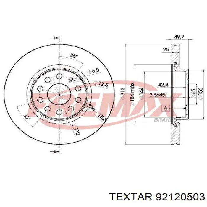 92120503 Textar freno de disco delantero