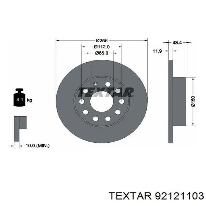 92121103 Textar disco de freno trasero