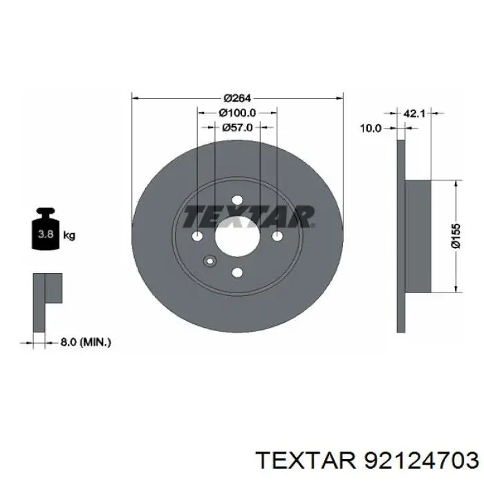 92124703 Textar disco de freno trasero