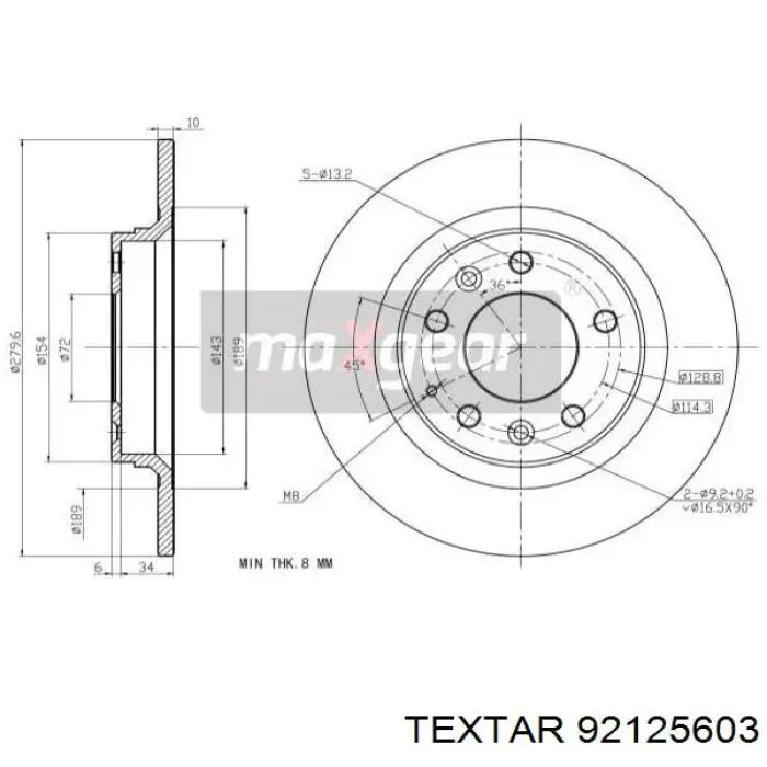 92125603 Textar disco de freno trasero