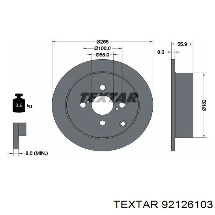 92126103 Textar disco de freno trasero