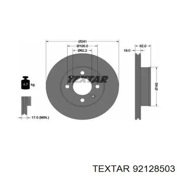 92128503 Textar freno de disco delantero