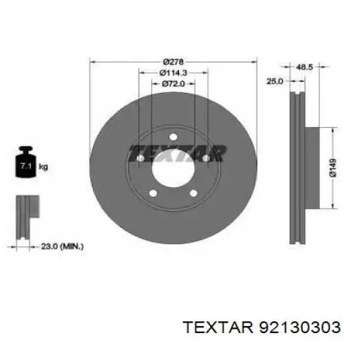 92130303 Textar freno de disco delantero