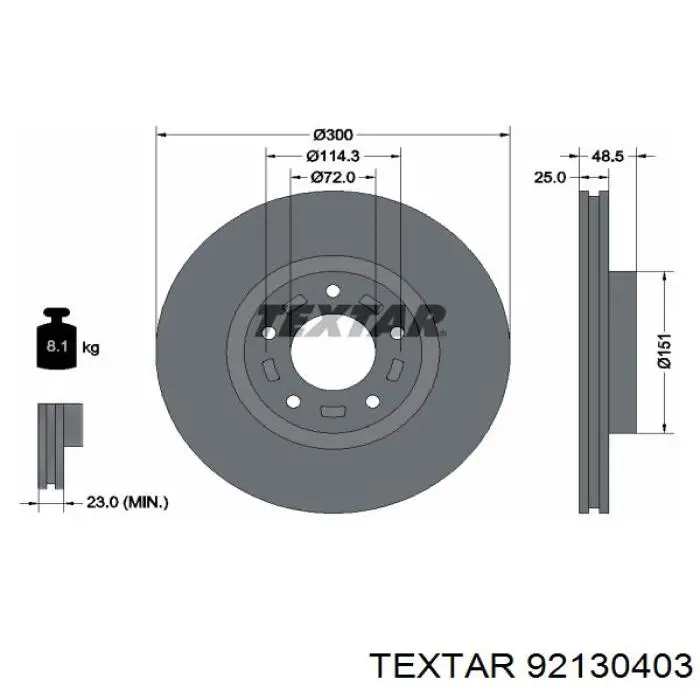 92130403 Textar freno de disco delantero