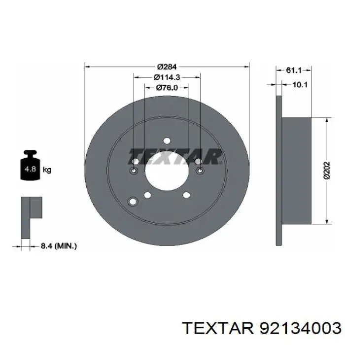 92134003 Textar disco de freno trasero