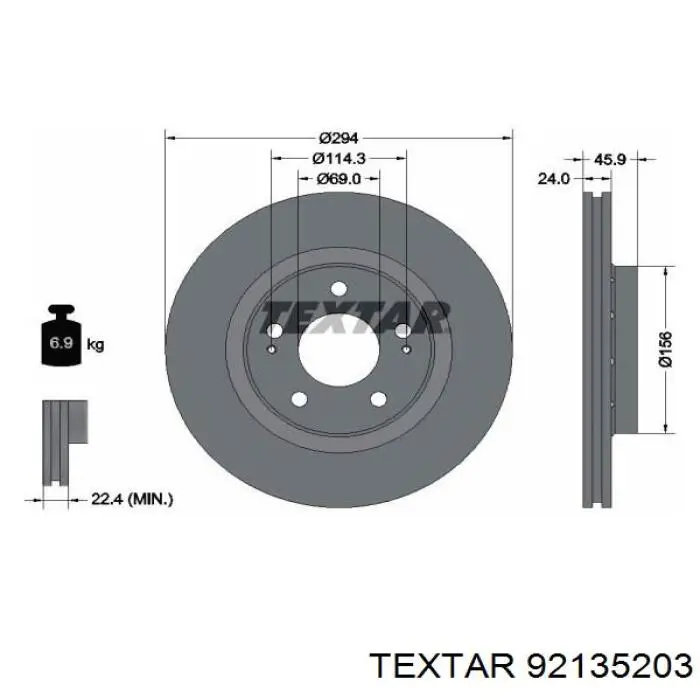 92135203 Textar freno de disco delantero