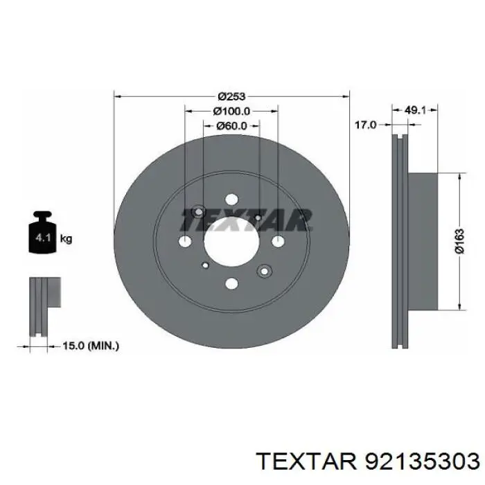 92135303 Textar freno de disco delantero