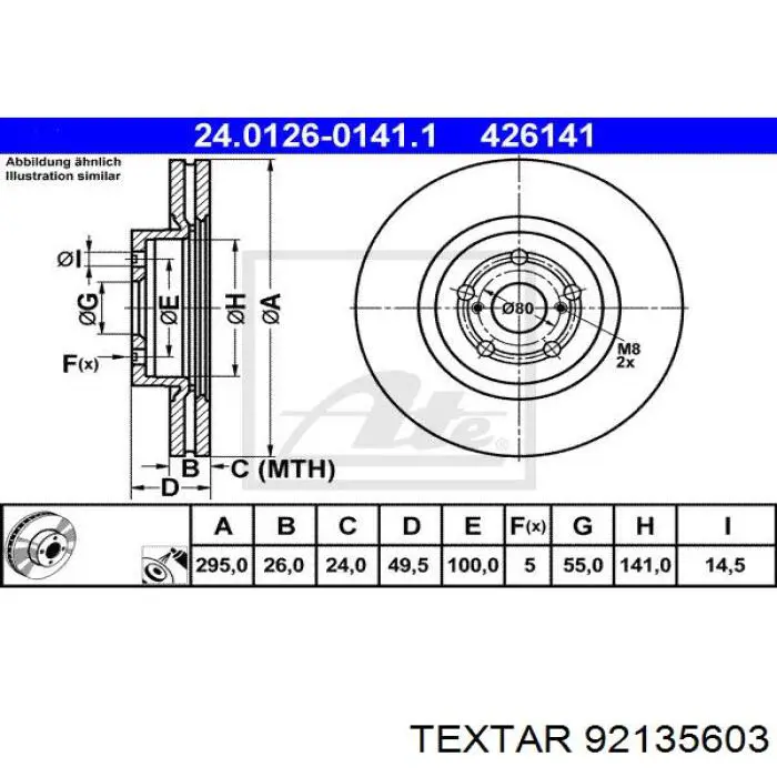 92135603 Textar freno de disco delantero