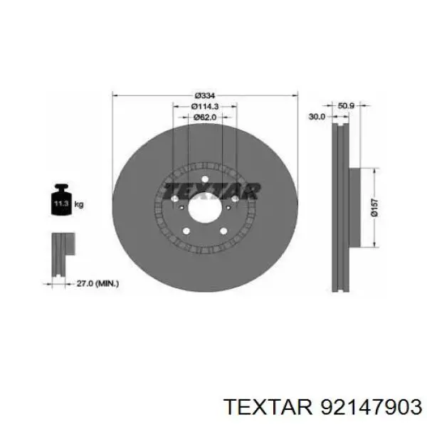 92147903 Textar freno de disco delantero