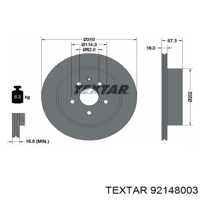 92148003 Textar disco de freno trasero