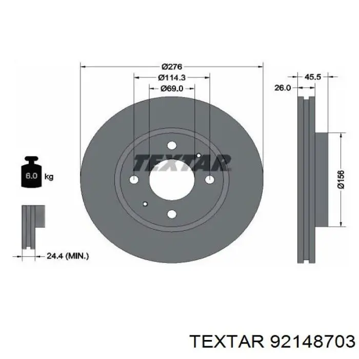 92148703 Textar freno de disco delantero