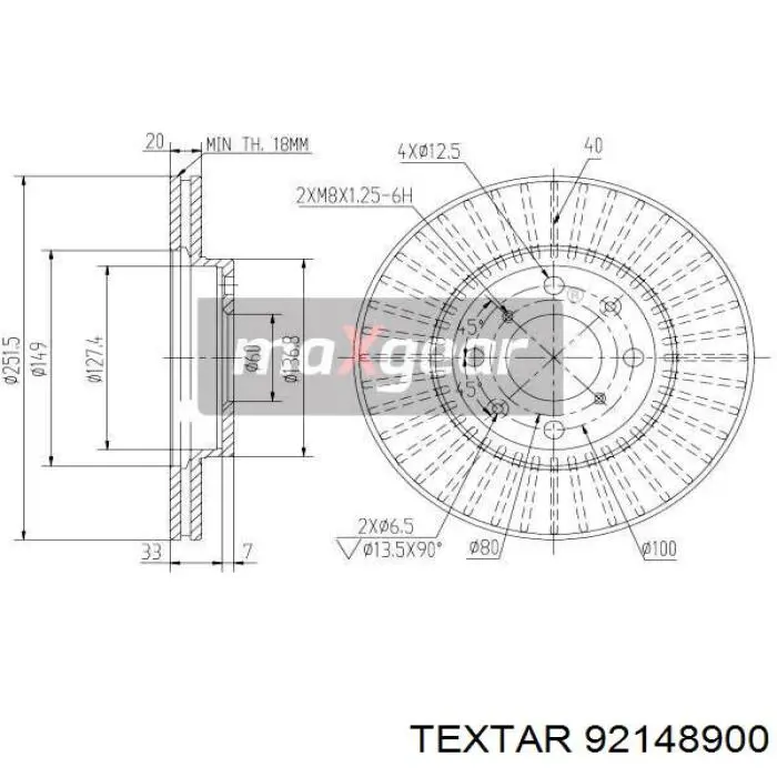 92148900 Textar freno de disco delantero