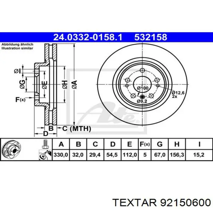 92150600 Textar freno de disco delantero