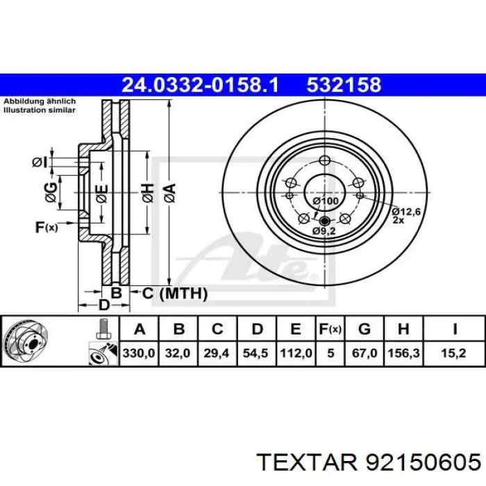 92150605 Textar freno de disco delantero