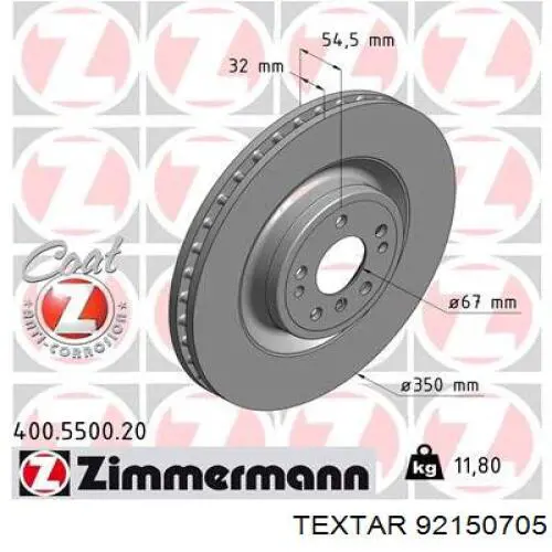 92150705 Textar freno de disco delantero