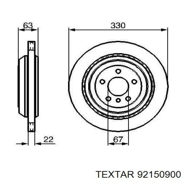 92150900 Textar disco de freno trasero