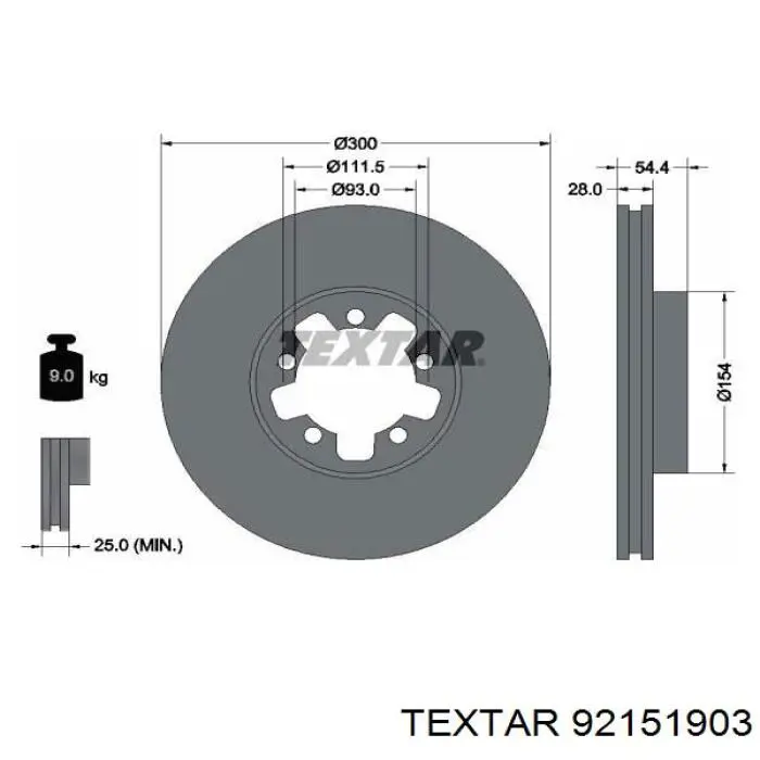 92151903 Textar freno de disco delantero