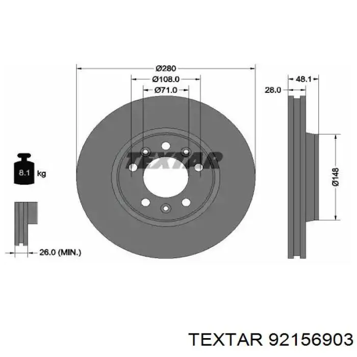 92156903 Textar freno de disco delantero