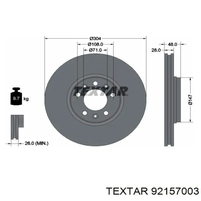 92157003 Textar freno de disco delantero