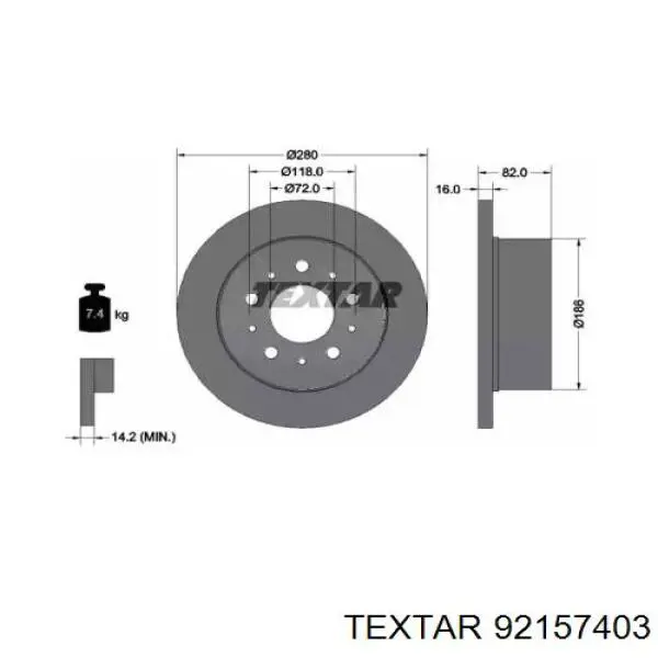 92157403 Textar disco de freno trasero