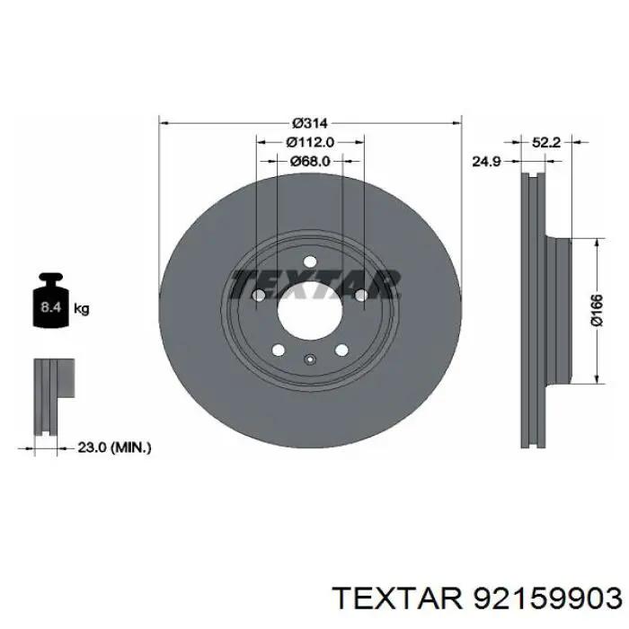 92159903 Textar freno de disco delantero