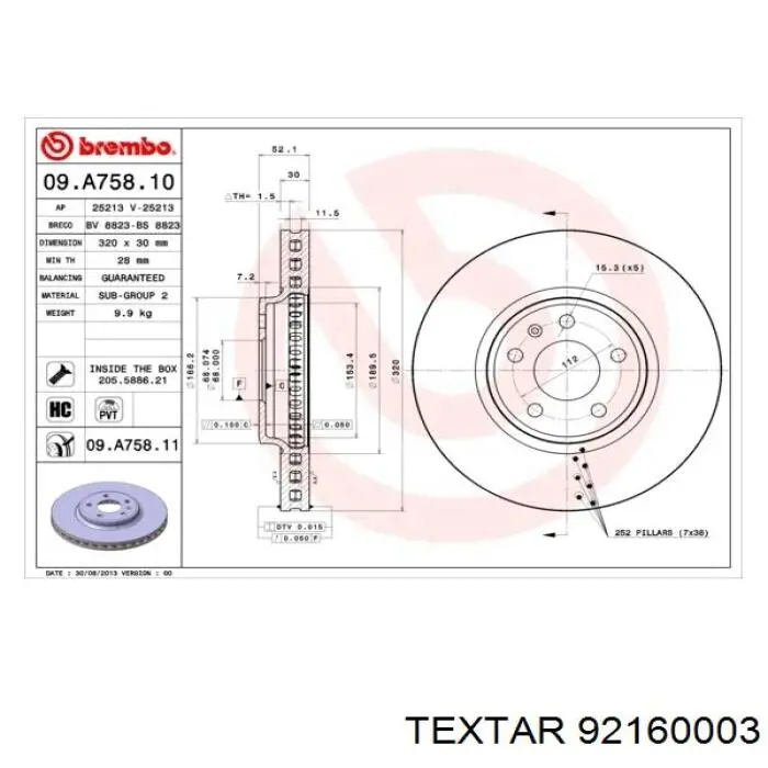 92160003 Textar freno de disco delantero