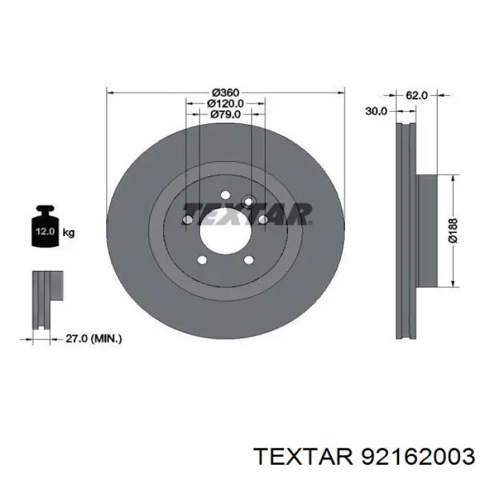 92162003 Textar freno de disco delantero