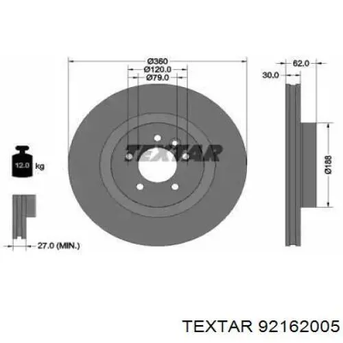 92162005 Textar freno de disco delantero