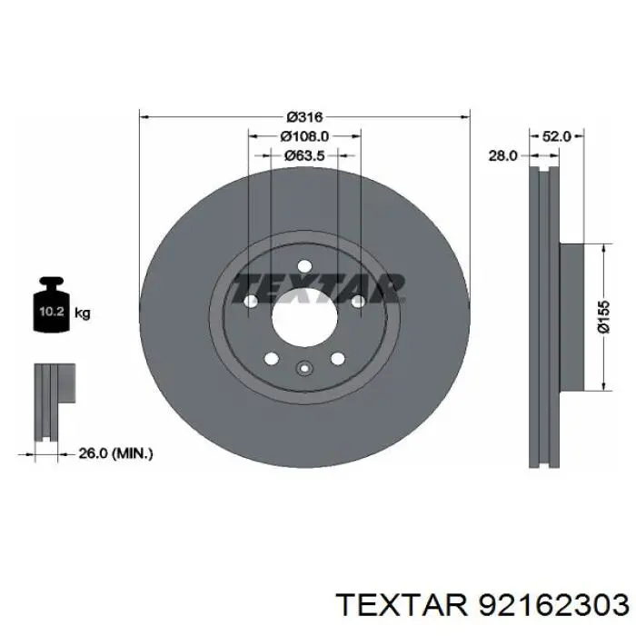 92162303 Textar freno de disco delantero