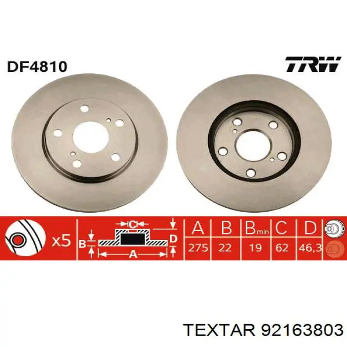 92163803 Textar freno de disco delantero