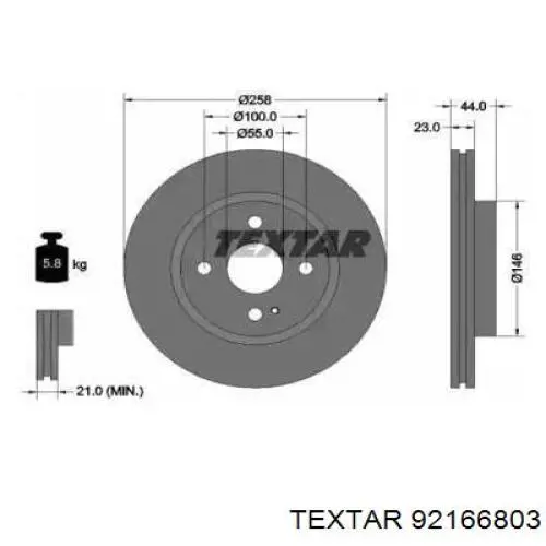 92166803 Textar freno de disco delantero