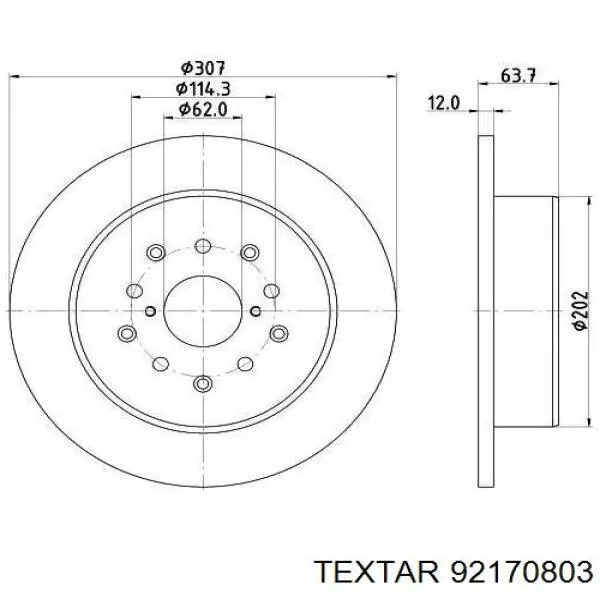 92170803 Textar disco de freno trasero