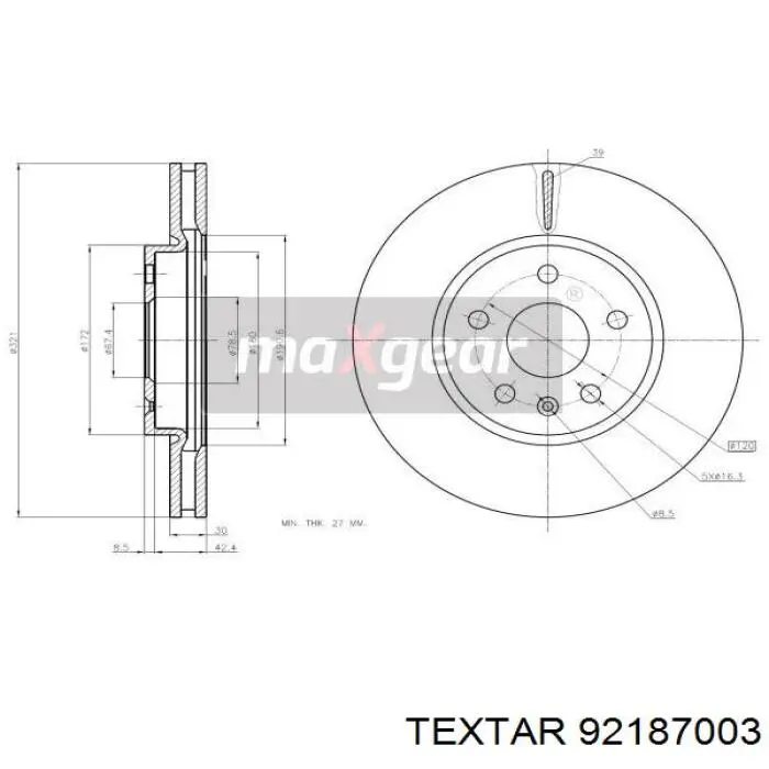 92187003 Textar freno de disco delantero